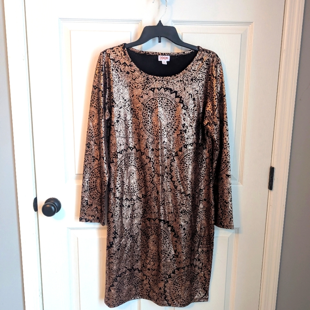XL Long Sleeve Gold Dress